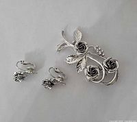 Front view of brooch and both earrings