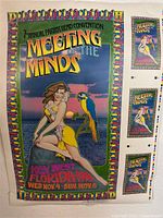 Full view of poster proof sheet with artwork, registration marks and miniatures