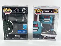 Front view of both boxed Funko Pop figures showing window boxes and character names