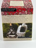 front of boxed Waterfall Garden incense cone holder set
