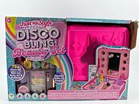 Front of boxed Just My Style Disco Bling Beauty Set showing contents overview and 75+ piece callout
