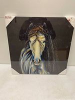 Front view of wrapped horse canvas print with corner protectors