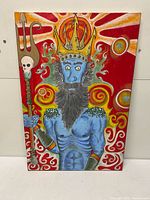 Full frontal view of signed acrylic painting