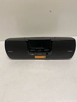 Front view of SiriusXM SXMB2C speaker dock showing docking bay and speakers