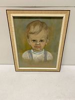 Full view of framed pastel portrait