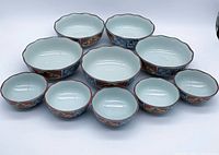 All 10 bowls grouped showing sizes and interiors