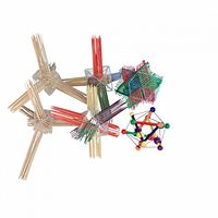 Group of Hexastix structures, woven cube, and bead toy