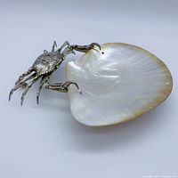 Top view showing entire crab with attached mother-of-pearl shell