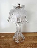 Full view of pressed glass lamp off