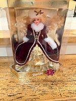 Front view of boxed Special Edition Happy Holidays Barbie doll