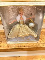 Front view of boxed Celebration Barbie doll