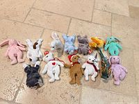 Full assortment of 13 Ty Beanie Babies with tags visible
