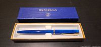 Pen in open Waterman box, full view