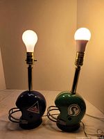 Both helmet lamps front view with bulbs