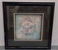 Framed abstract splatter painting full view