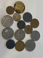 Overhead view all 15 coins