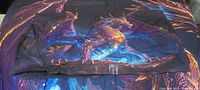 Full view of comforter showing dragon graphic