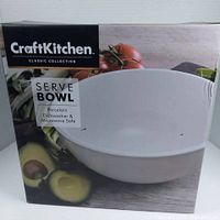 Front of retail box showing CraftKitchen Classic Collection porcelain serve bowl
