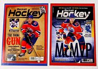 Both Connor McDavid cards displayed with Beckett Hockey magazine covers