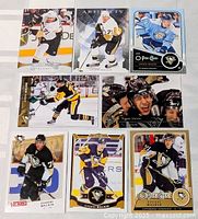 All eight Evgeni Malkin cards laid out