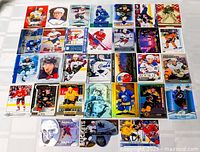 All 31 hockey cards laid out in grid view