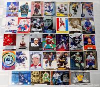 Full sheet showing all 32 hockey cards