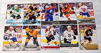 Front view of all ten Upper Deck Young Guns rookie cards laid out in two rows