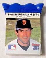 Front view of Will Clark flip book with blue plastic binding