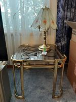 Side table and lamp overall view