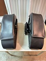 Top view of both saddlebags showing overall shape and condition