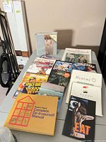 Overview of books, some CDs on table