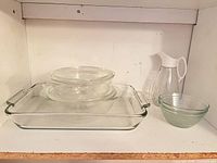 All glass items on shelf