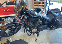 Left side view of Yamaha Bolt with saddlebags and windshield