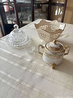 Group shot showing all four serving pieces on table