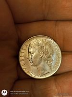 Obverse showing laureated female bust and REPUBBLICA ITALIANA text