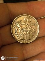 Reverse showing 50 PTAS, eagle, coat of arms