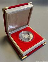 Coin in open red presentation case