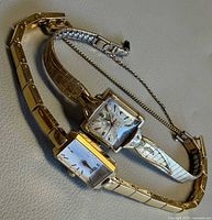 Both vintage gold-filled ladies wristwatches front view