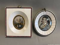 Front view of both miniature portraits showing frames and artwork