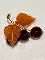 Front view showing amber leaves and cherry spheres