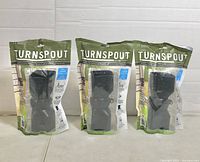 Front view of three sealed TurnSpout downspout connectors