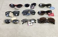 All nine pairs arranged on table, full overview