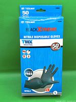 Front of sealed Toolway Black Xtreme nitrile glove box showing brand, series, quantity 50, size L