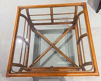 Top view showing bamboo frame and clear glass insert