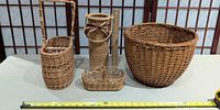All four baskets, three glass inserts, measuring tape for scale