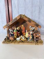 Front view of stable and all nativity figures