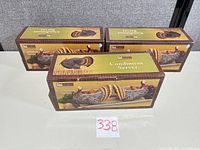 Three boxed Harvest Turkey condiment servers