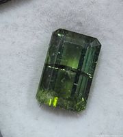 Front view of rectangular green tourmaline