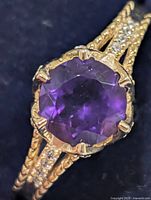 Top view of ring showing amethyst and CZ accents