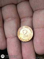 Reverse showing large 2 and PFENNIG, wreath ears